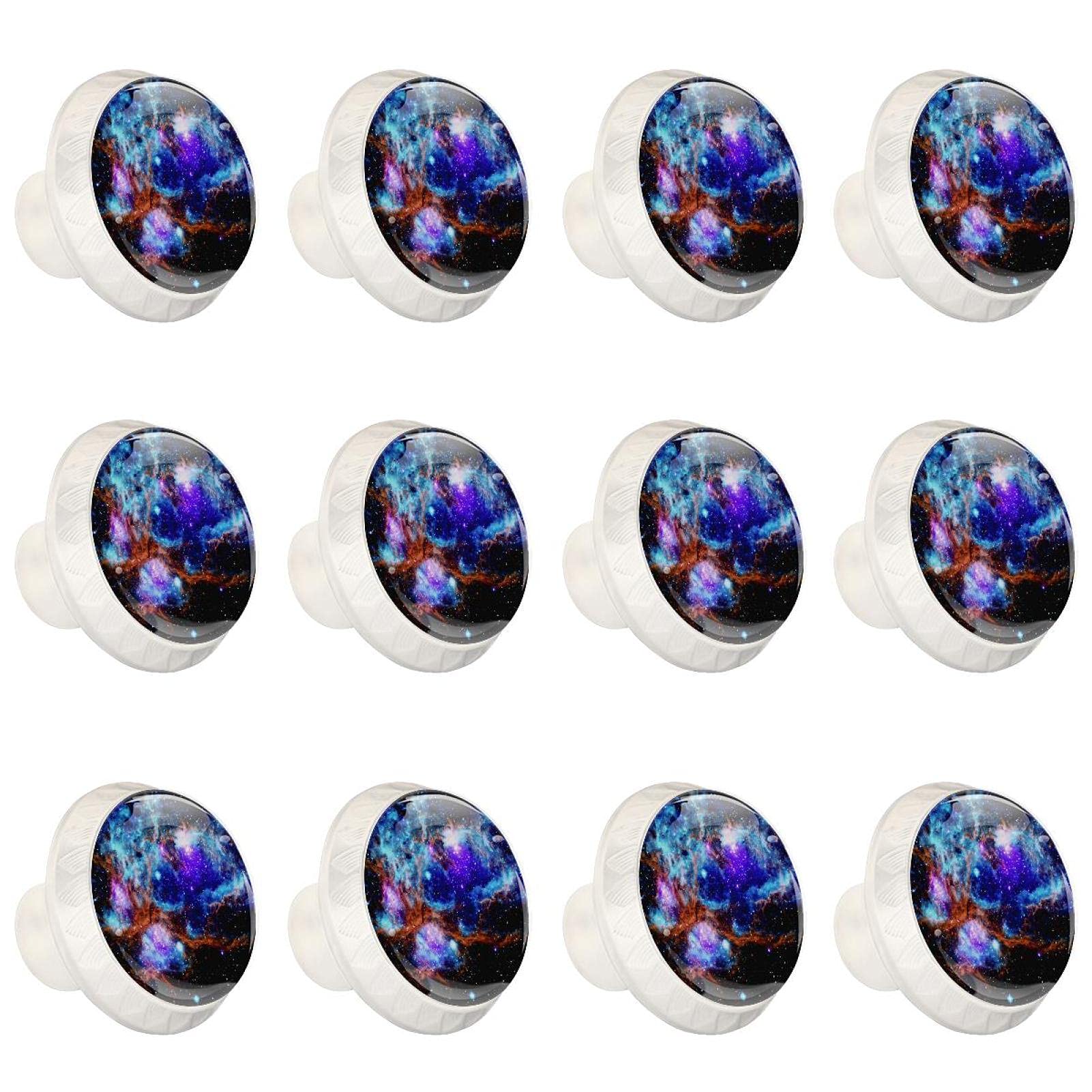 Boutons ronds pour meuble de cuisine lot de 12 poignées commode et tiroir motif espace étoile