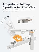 Vista 4 de KINGYES Juego de 2 sillas Adirondack de HDPE con respaldo ajustable plegable, color blanco