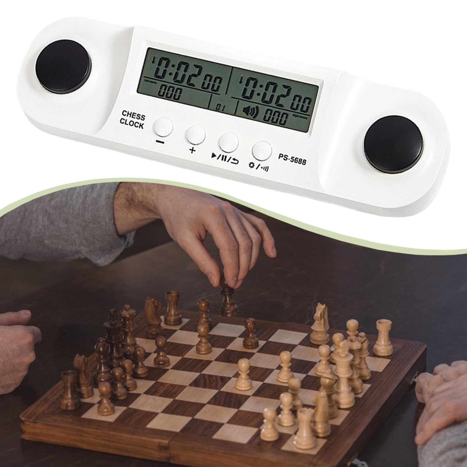 Orologio Scacchi Digitale Timer Portatile Professionale Sveglia Doppio Lato Accessorio Gioco Funzione Memoria Materiale PP Adatto per Competizioni Par, Bianco