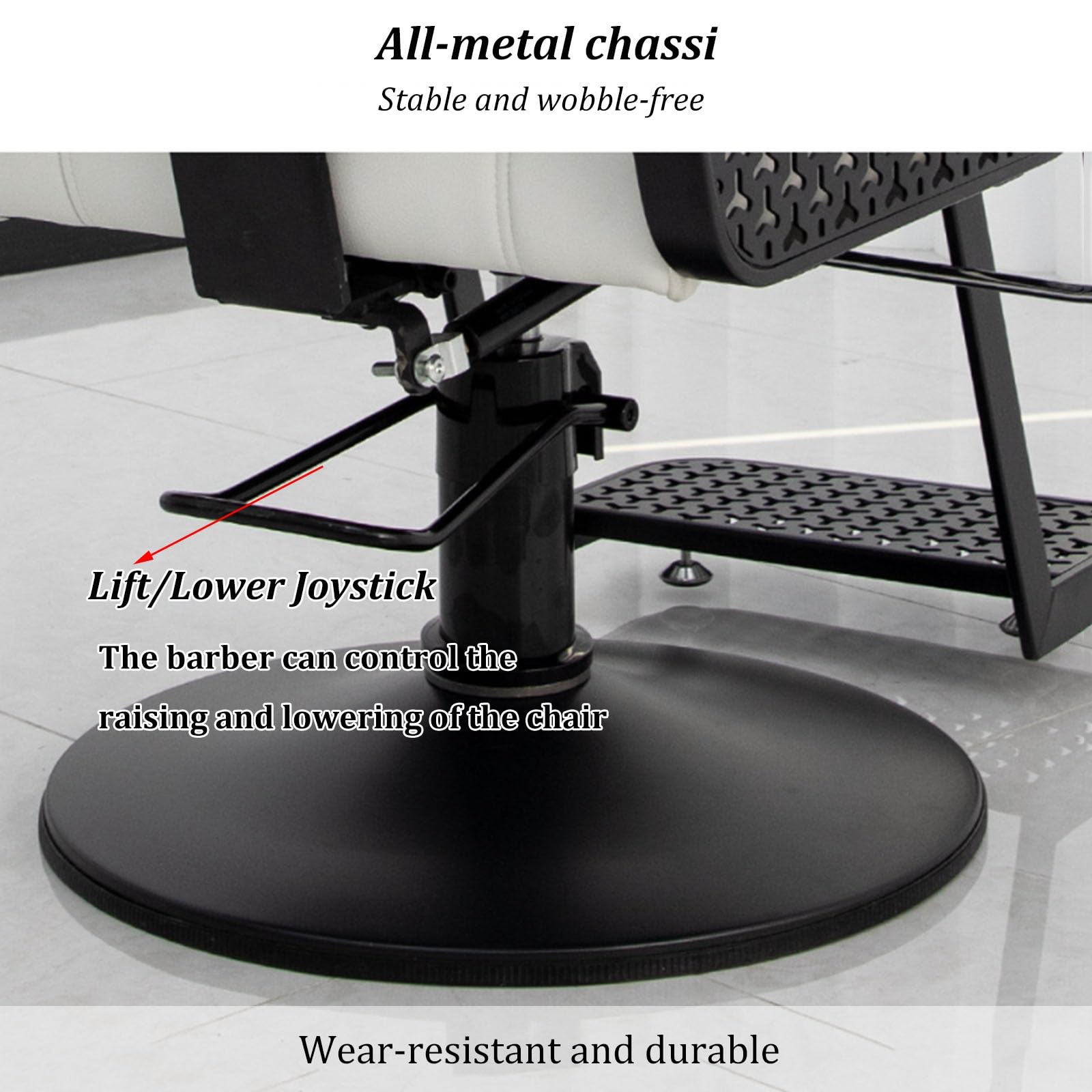 Sillón de barbería Profesional y Silla reclinable para peluquería; Equipo de Belleza SPA para Uso doméstico, barberías y Salones Belleza(White)