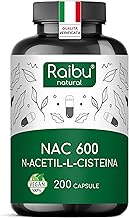 NAC N-Acetil-Cisteina 600mg - 200 capsule - 100% NATURALE - Vegano e senza additivi - Altamente dosato - Qualità Premium - Prodotte da Raibu