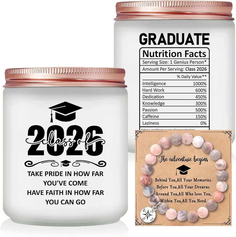 Graduation Gifts for Her, Women - Class of 2026 College, University, High School, Masters Degree, Phd, Nurse Graduation Candle Gifts - Cool Personalized Female Graduated Gift