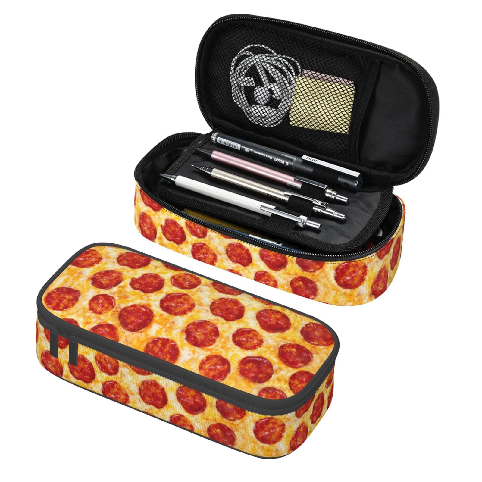 Funny Pizza Food Pencil Case Big Capacity Storage Pencil Pouch Stationery Bags With Zipper Portable Pen Holder Box Organizer For Boys Student College School Office Supplies