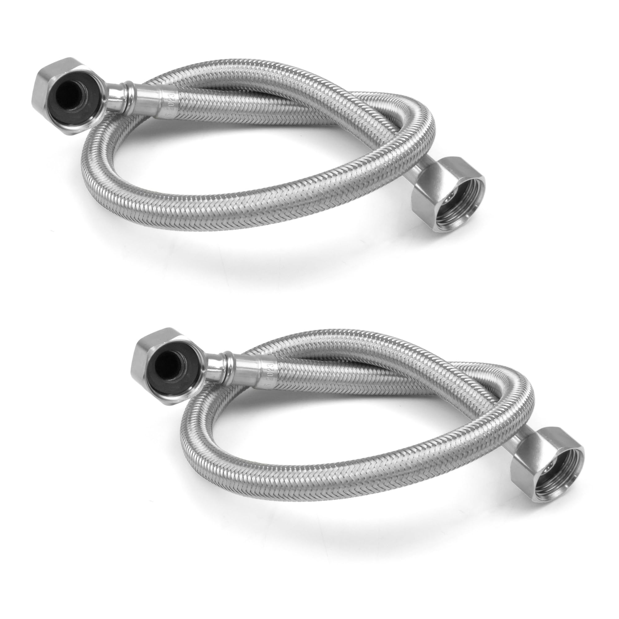 Xcel Home Men's Silver Wras Approved Elbow 1/2 (90°) X 1/2 Bsp X 500Mm Flexible Pipe Connectors | 2 Sizes - 2 Pipes | Elbowed Stainless Steel Braided Flexi Pipes For Boilers, Plumbing Bathrooms, Kitchens