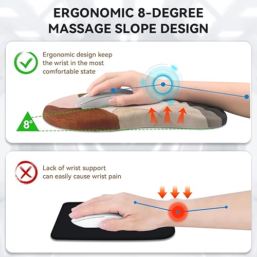 Miniatura 2 de AIMSA Alfombrilla de mouse con soporte para reposamuñecas, ergonómica, diseño de espuma viscoelástica, alivio del dolor, cómoda base de poliuretano