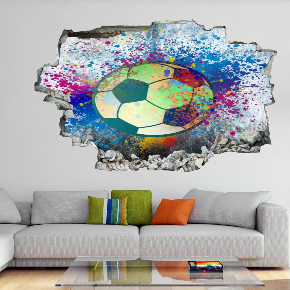 Adesivi Decorativi Da Parete 3D, Calcio Decalcomanie Per Pavimenti In Vinile Impermeabile Rimovibili Art, Graffiti Fracassate Per Bambini Camera Da Letto Nursery Home Wall Décor