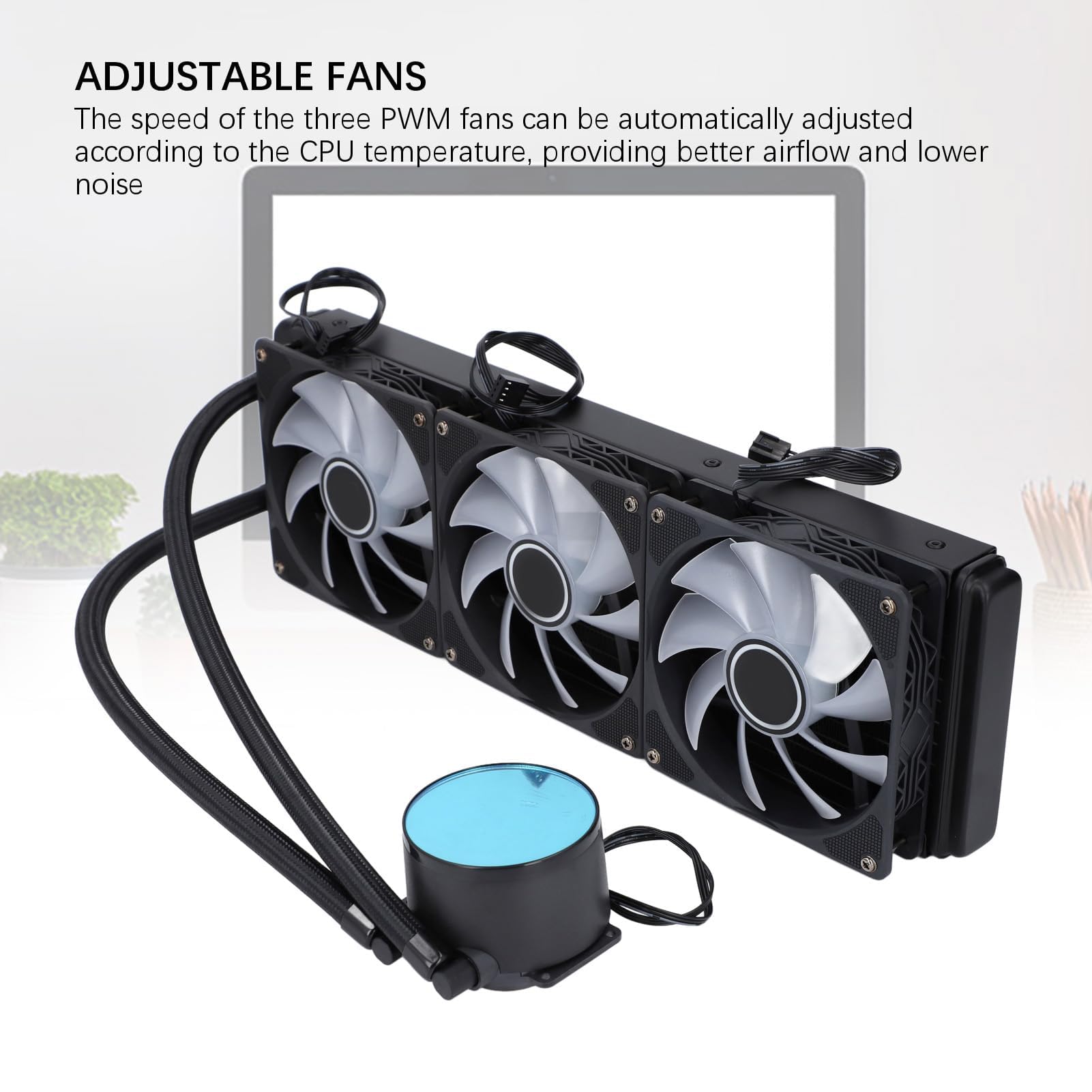 Ejoyous Chłodzenie Wodne Procesora AIO 360 Mm ARGB PWM z 3 Wentylatorami 120 Mm Cicha Pompa o Wysokiej Wydajności Poniżej 25 DBA dla LGA 1700/1200/AM5/AM4