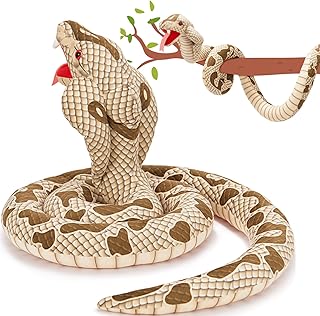 MaoGoLan 98 inch King Cobra Stuffed Animal Large Stuffed Snake Giant Cobra Realistic Plush Python Toys for Kids Halloween Prank Props Christmas Birthday Easter Valentine's Day, Brown
