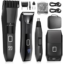 Manscape 4-in-1 Mens Body Trimmer, IPX7 Waterproof Ceramic Blade | Ceramic R-Shape Blade, for Groin Beard Body Grooming, Sensitive Skin, LED Display, 20 Length Settings, USB-C Charging