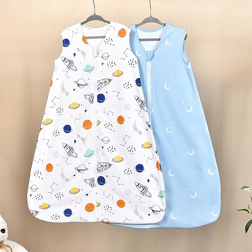 Miniatura 3 de david's kids Saco de dormir de micro forro polar para bebé de 6 a 12 meses, mantas suaves para bebé con cremallera de 2 vías, paquete de 2 cómodos