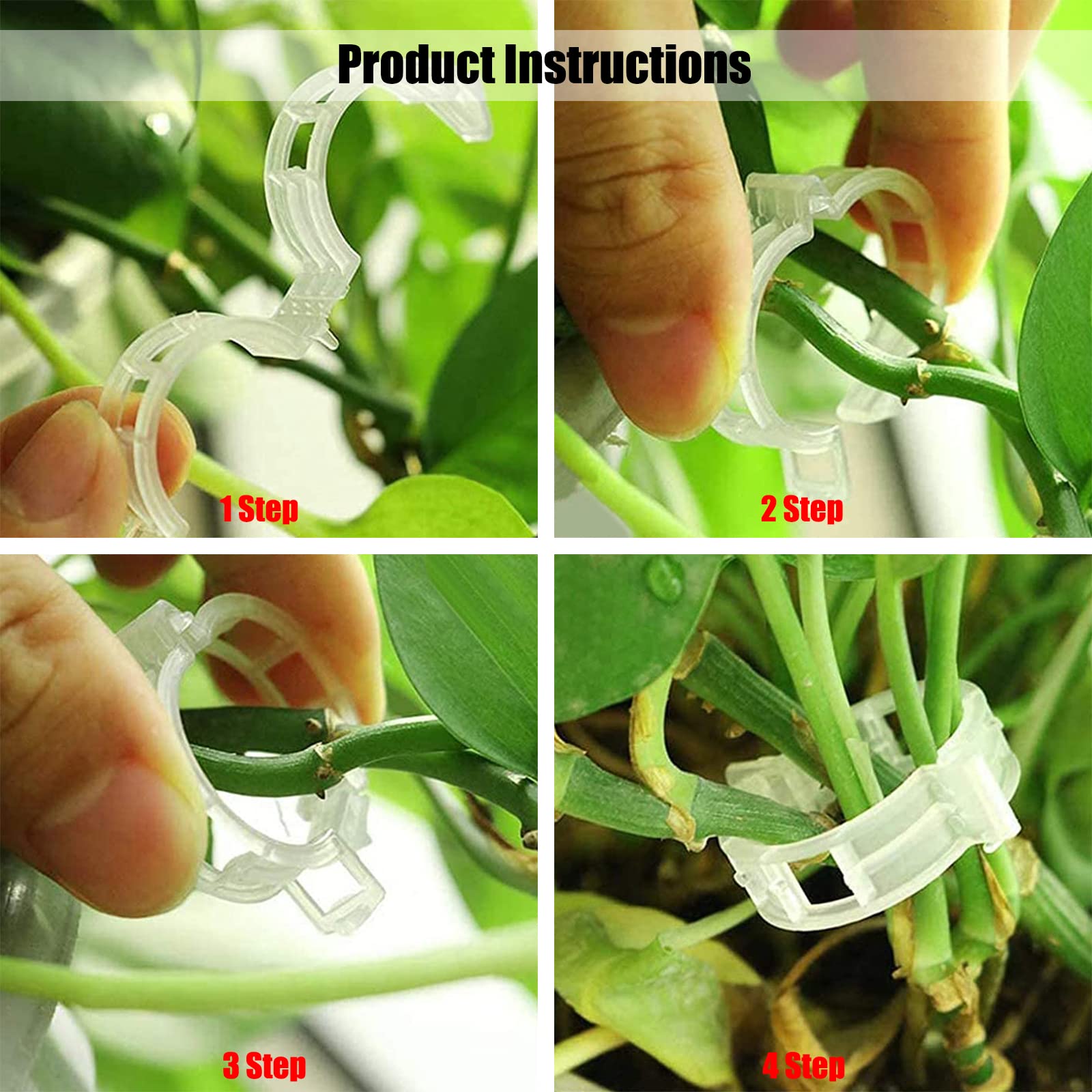 100 Pflanzenclips Transparent – Stützclips Für Weinreben, Gemüse Und Blumen, Garten-Werkzeug-Set