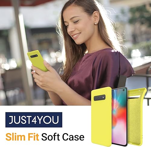 Miniatura 7 de JUST4YOU Carcasa suave para Samsung Galaxy S10 Plus, ajuste delgado, forro de microfibra, acabado mate (amarillo) CS_ST_GS10P_YL