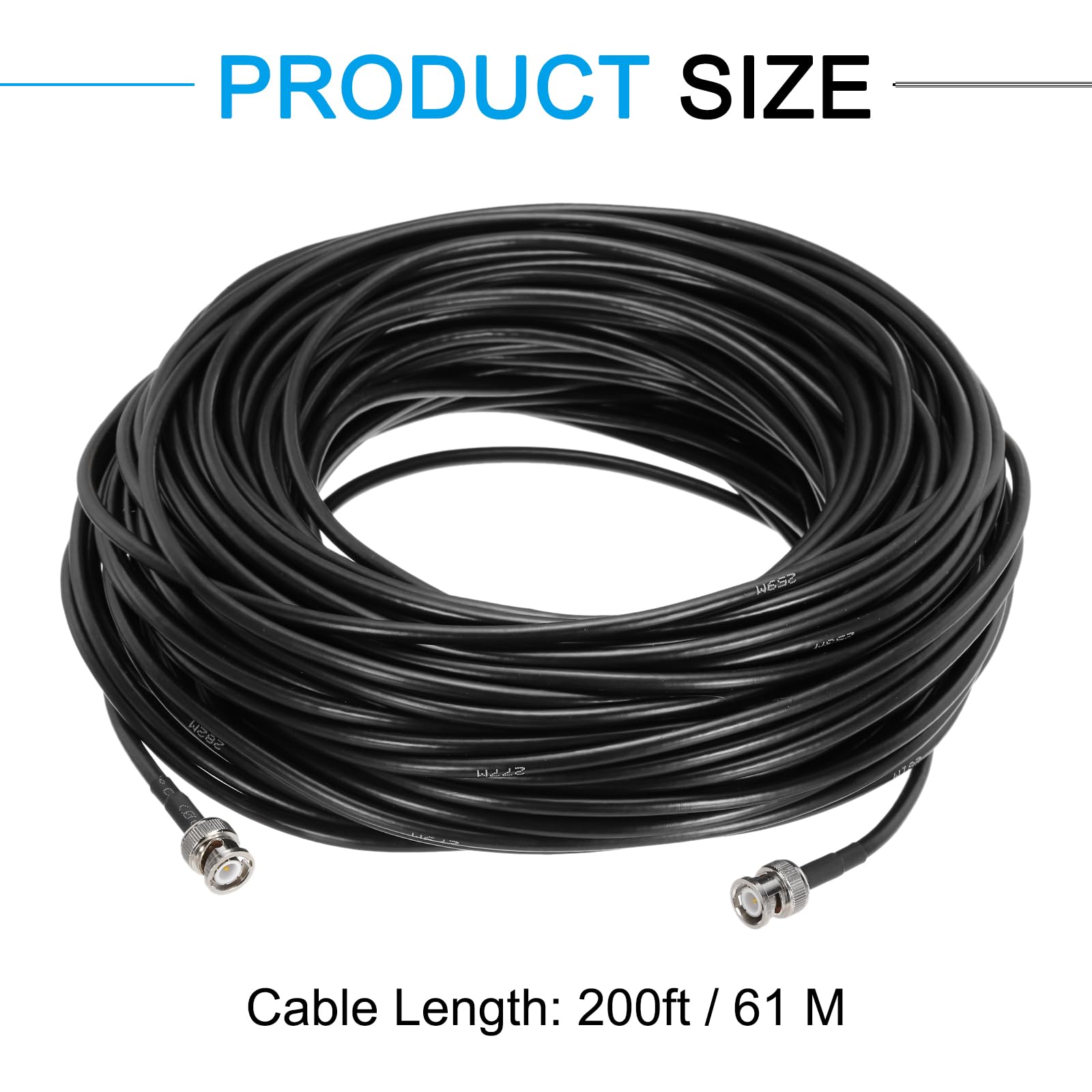 QUARKZMAN RG58 Câble Coaxial 200ft/61.0 M Câble Coaxial BNC Mâle À BNC Mâle