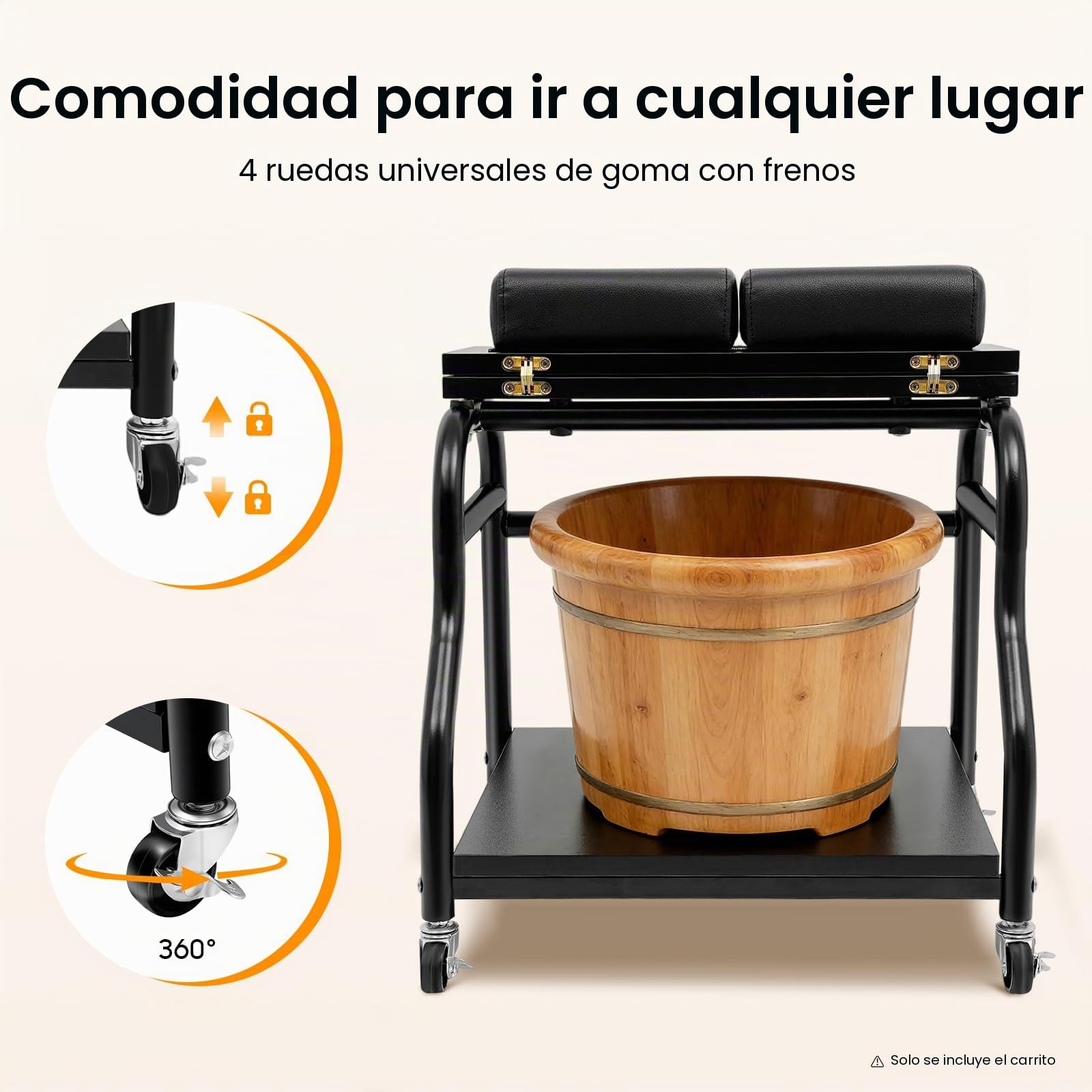 Reposapiés Pedicura, Manicura Funiture Trolley con ruedas, Taburete de baño portátil para pies Trolley, Reposapié para el cuidado de las uñas, Reposapiés, Soporte ideal para salón de belleza