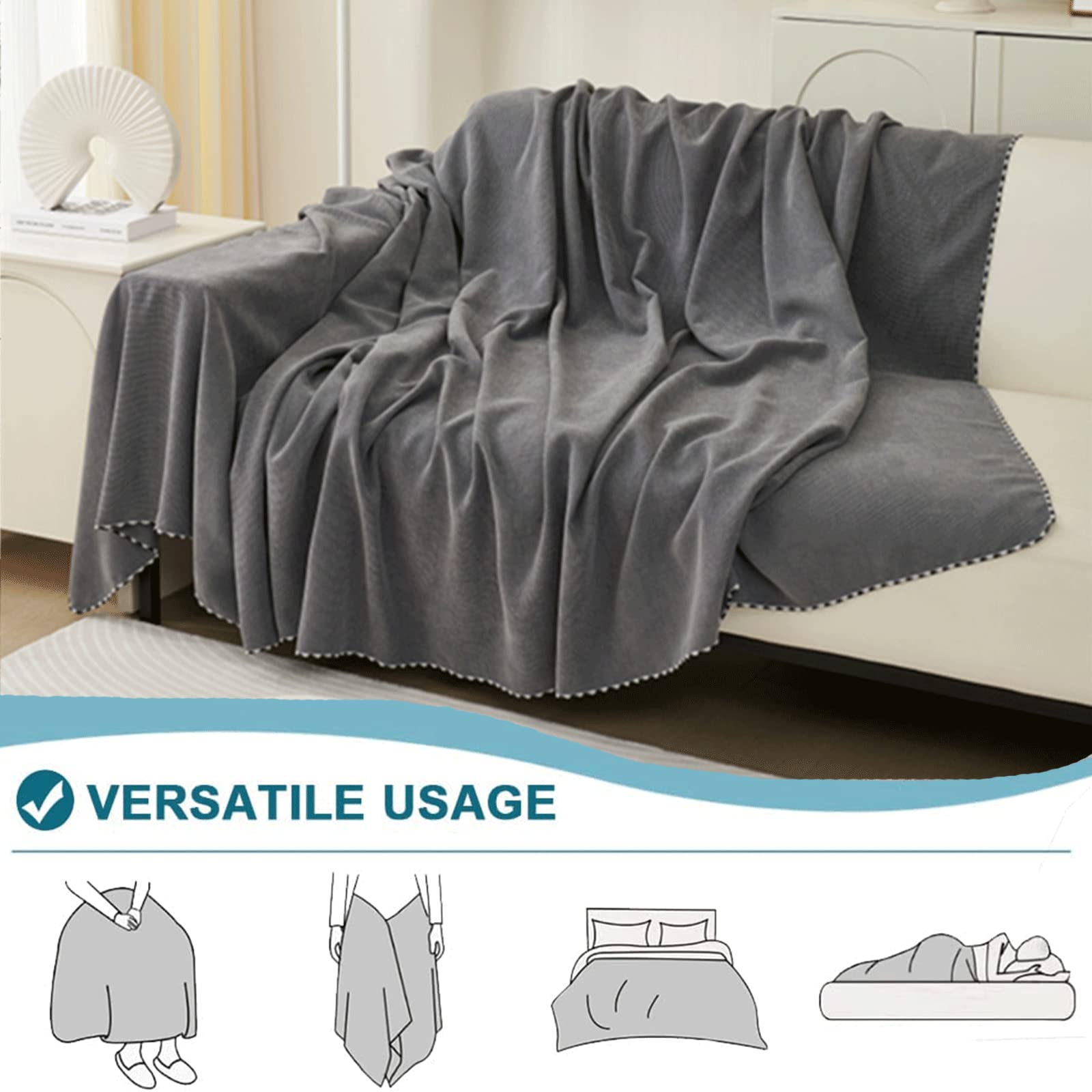 Boutis Housses De Canapé Réversible Chenille Douce Couvre Canape Pour 1/2/3/4 Canapés Couverture Multifonction Housses De Protection De Canapé Lavables Pour Chiens, Enfants(180x300cm/70"x118",Grey2)
