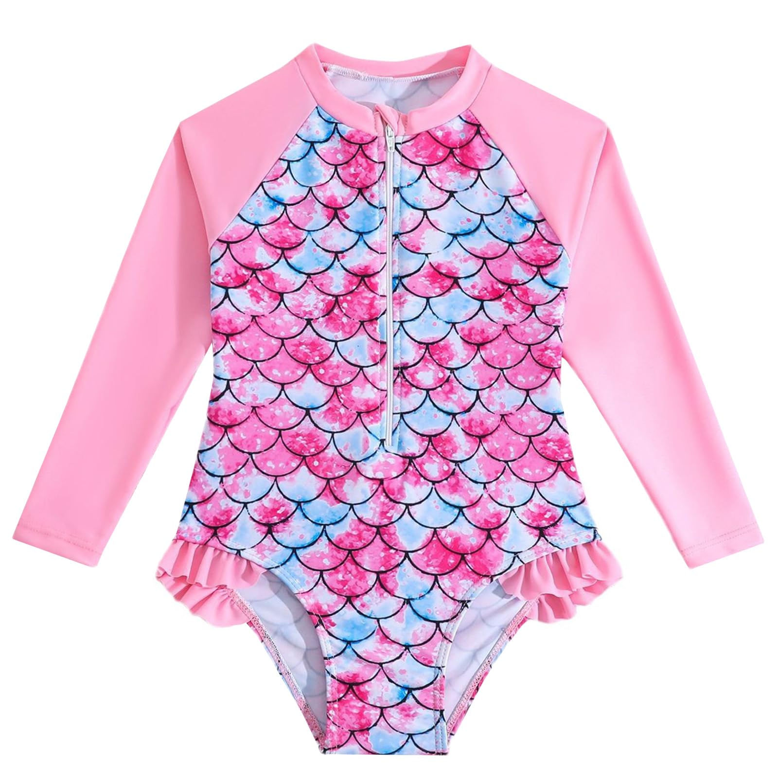 WYTbaby Maillot de bain une pièce sirène à manches longues pour fille de 3 à 8 ans