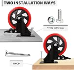Nefish Swivel Caster Wheel for Cart, 5 Inch Industrial Casters Set of 4-Heavy Duty Top Plate Casters with Brake 2200 Lbs, Smooth No Mark Polyurethane Wheels for Cart, Trolleys, Furniture, Equipment