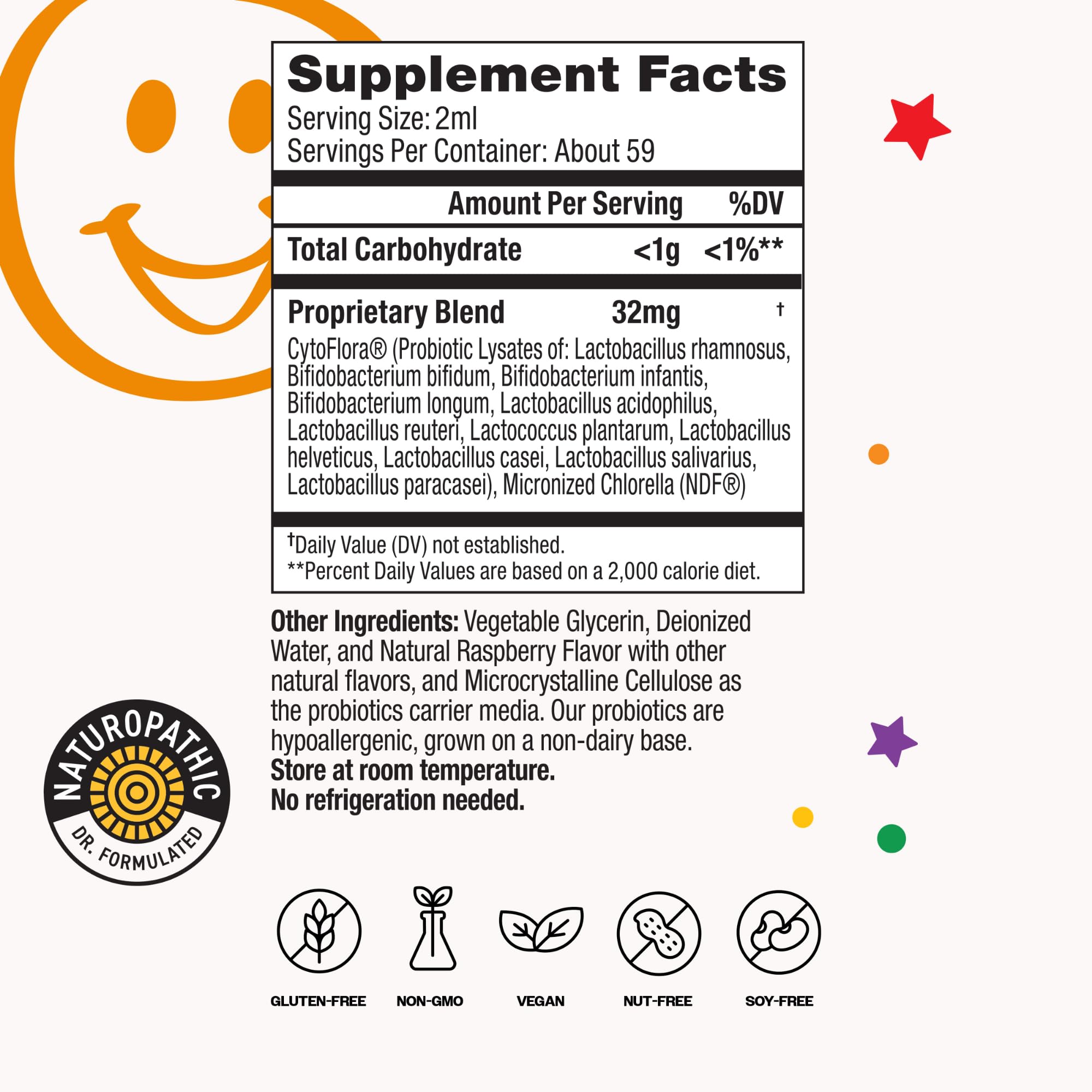 BIORAY Kids NDF Tummy, Raspberry - 2 fl oz - 11-Strain Probiotic Blend - Supports the Immune Response in the GI Tract - Non-GMO, Vegan, Gluten Free - Approx. 30 Servings — Amazon image 5