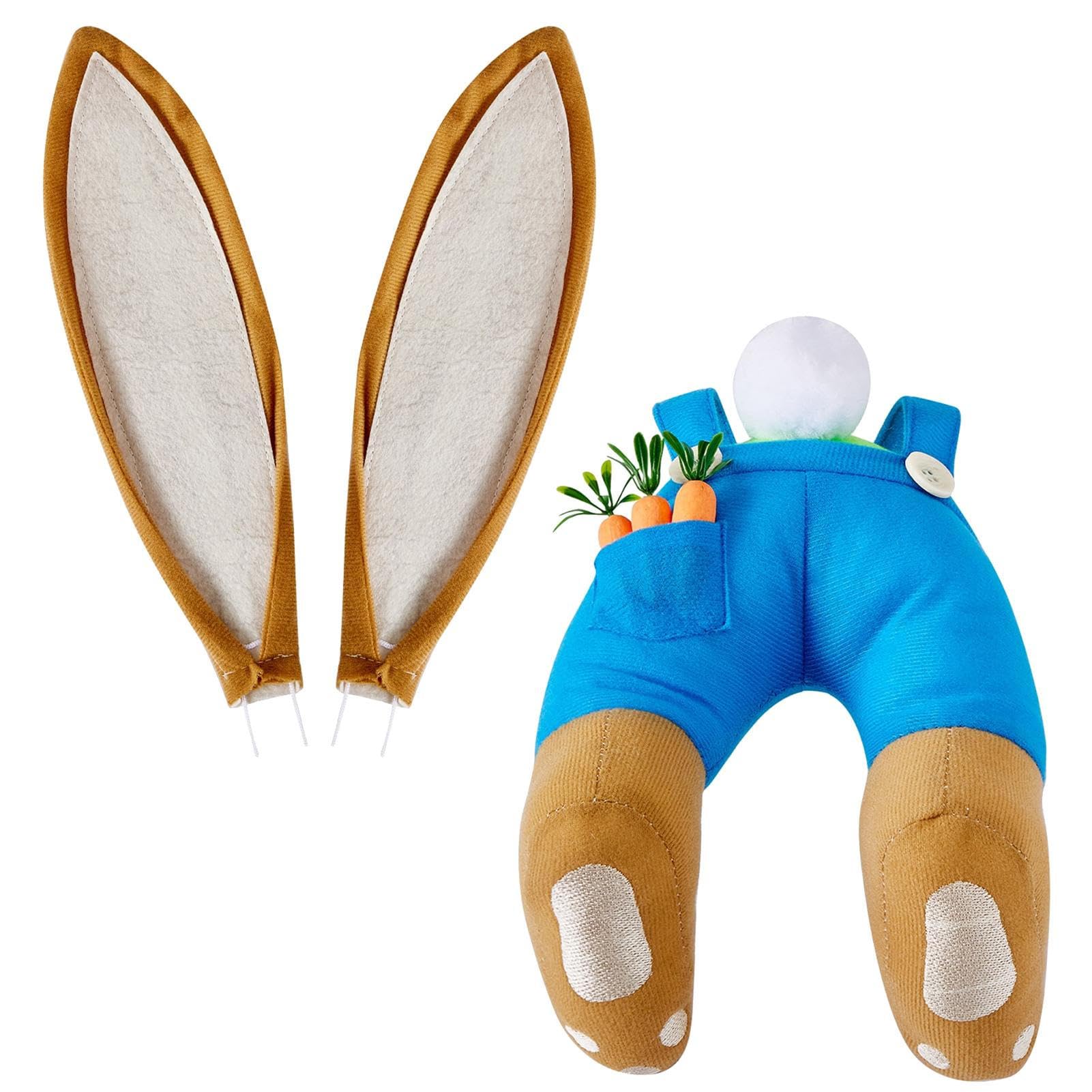 TAOLE Rabbit Easter Wreath Crafts, Easter bunny Wreath Attachment Cute Bunny With Ears Spring Wreath Decorations Welcome Sign Attachment For Outdoor Indoor Hanging Wreath Ornaments