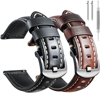 Stanchev Leather Watch Bands for Men,20mm Leather Watch Band for 20mm Lug Watch,Qucikly Release Leather 18mm 20mm 22mm 24mm 26mm Watch Band for Men Women