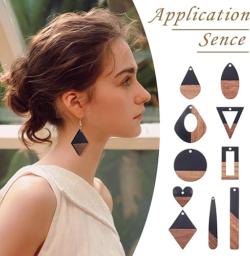 Vista 293 de Colgante de madera de resina, Resina, No es una piedra preciosa 0negro