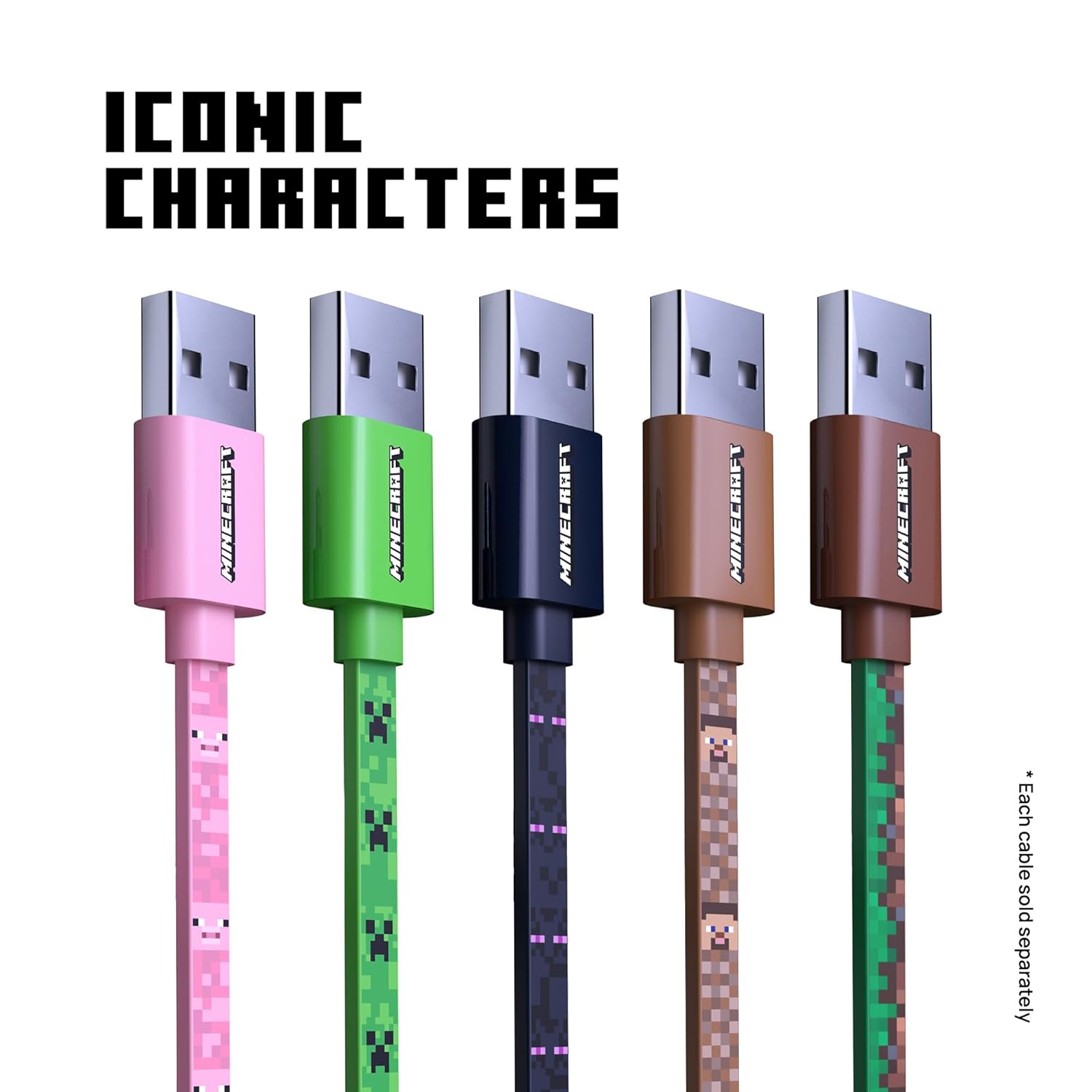 LIQUIPEL Powertek Minecraft Charging Bundle USB-A to C and Wall Charger (Pig)