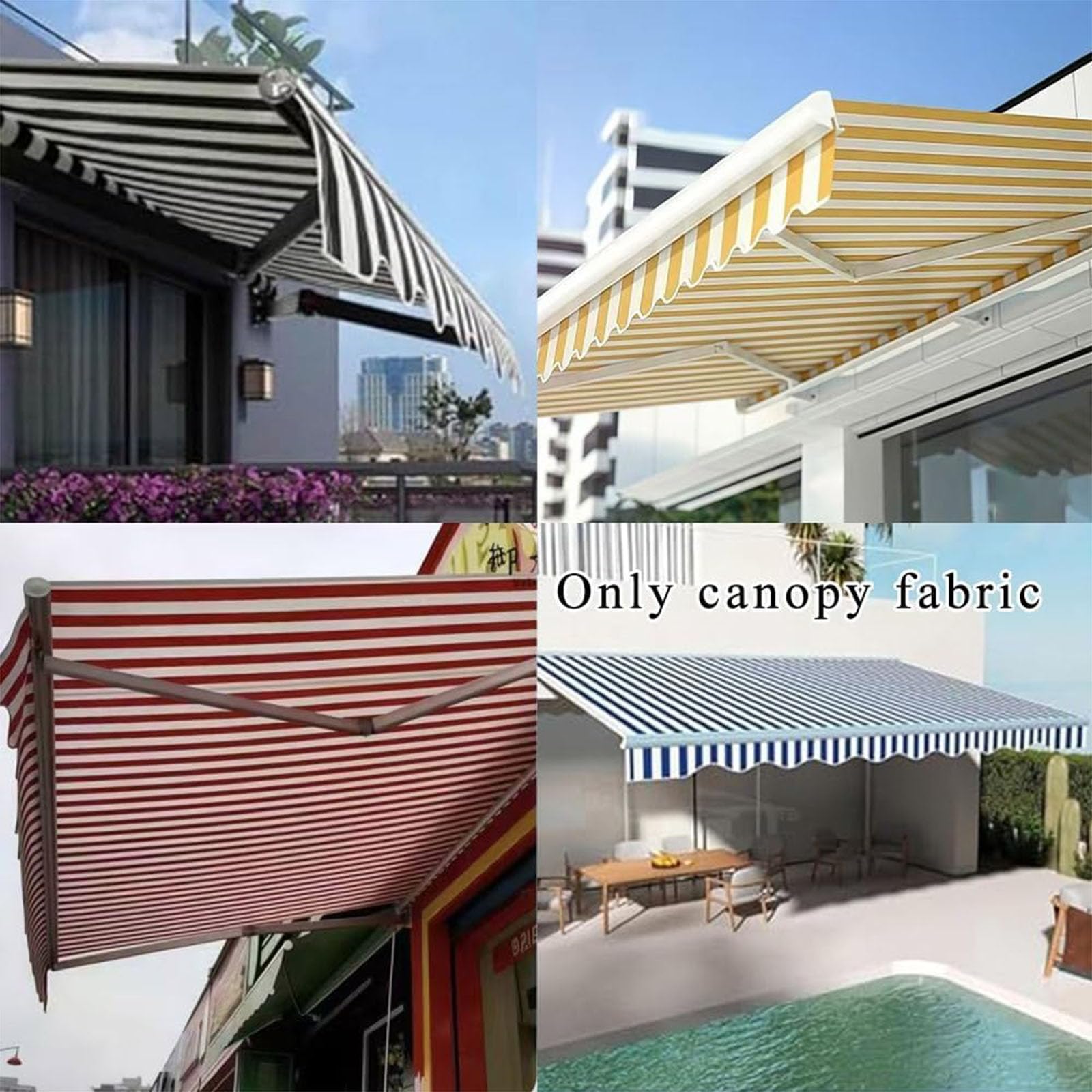 Lona De Repuesto para poliéster para Toldo Exterior Tela De Repuesto para Toldo Lona Recambio Jardín Patio TerrazaToldo de Patio Impermeable Múltiples tamaños