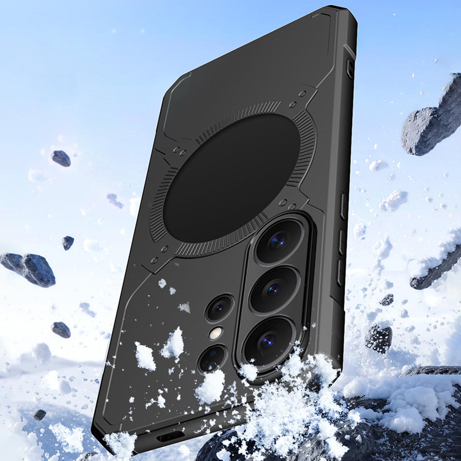 Magnetische Hülle für Samsung Galaxy S26 Ultra, Dünne Wärmeableitung rutschfeste Schutzhülle mit Volls Schutz des Objektivs Handyhülle,Schwarz,S26 Ultra