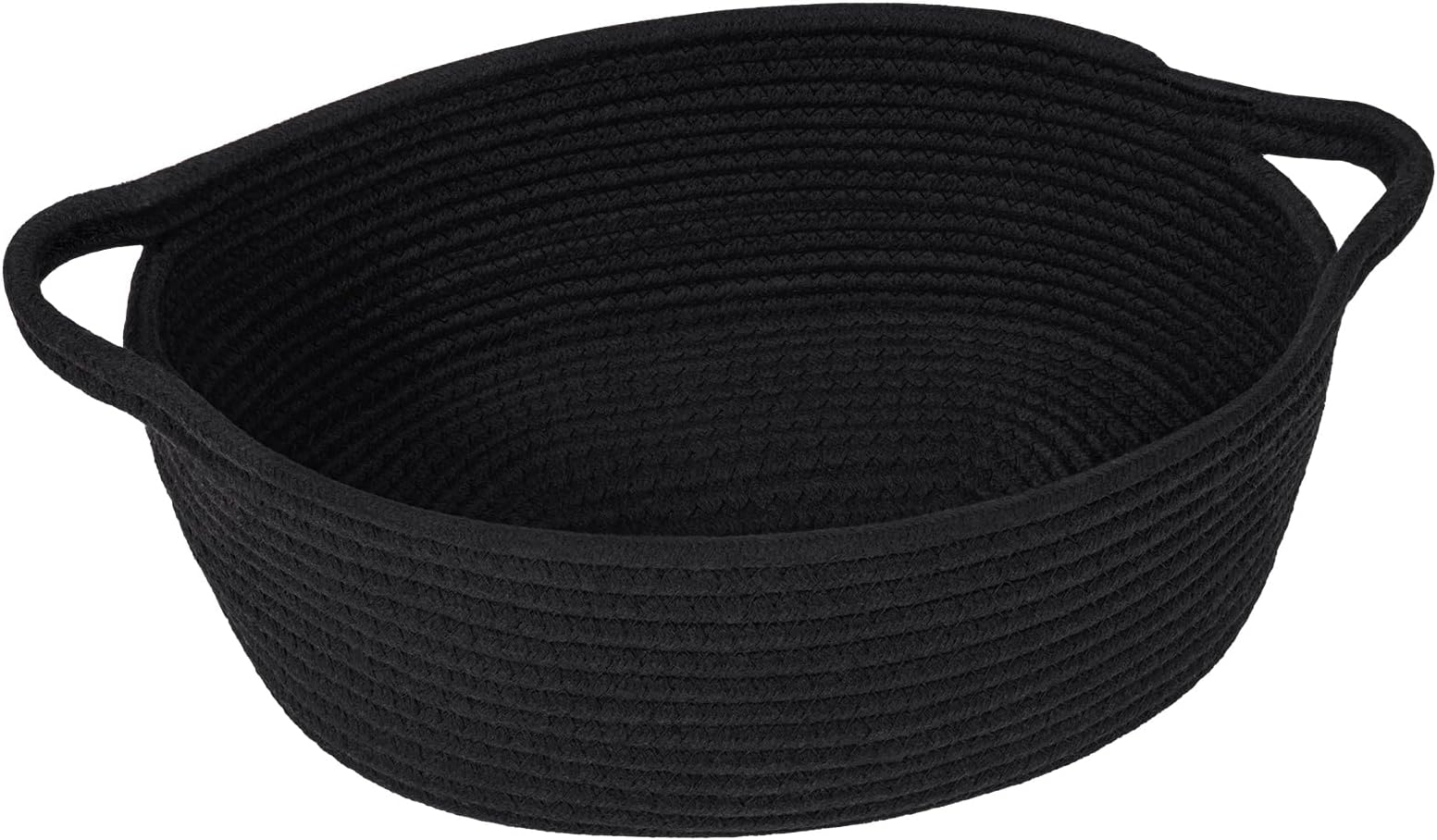 Goodpick Small Woven Basket, Baskets for Gifts Empty, Baby Basket with Handles, Black Baskets for Organizing, Dog Toy Basket, Rope Baskets for Storage, 12" x 8" x 5"