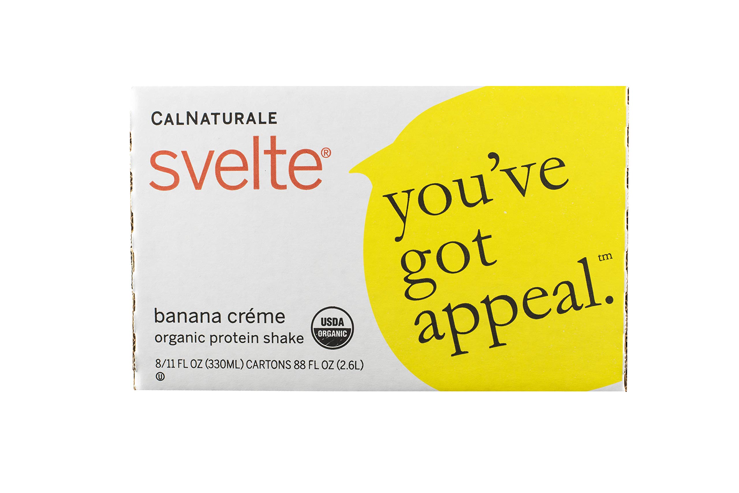 Svelte Organic Protein Shake, Banana Creme, 11 Fl Oz (Pack of 8)