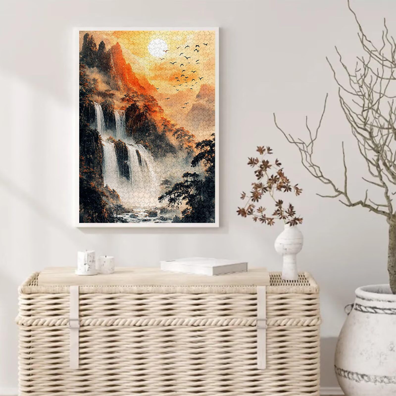 Antyczne puzzle 1500 elementów dla dorosłych, duże drewniane puzzle wzór krajobrazu, 87 x 57 cm układanka DIY rzemiosło 14 lat działalność rodzinna opakowanie prezent do dekoracji ścian dom sypialnia