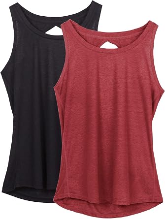 icyzone Open Back Yoga Tops for Women - Activewear Workout Clothes Exercise Fitness Tank Tops Sport Shirt