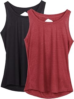icyzone Open Back Yoga Tops for Women - Activewear Workout Clothes Exercise Fitness Tank Tops Gym Shirts