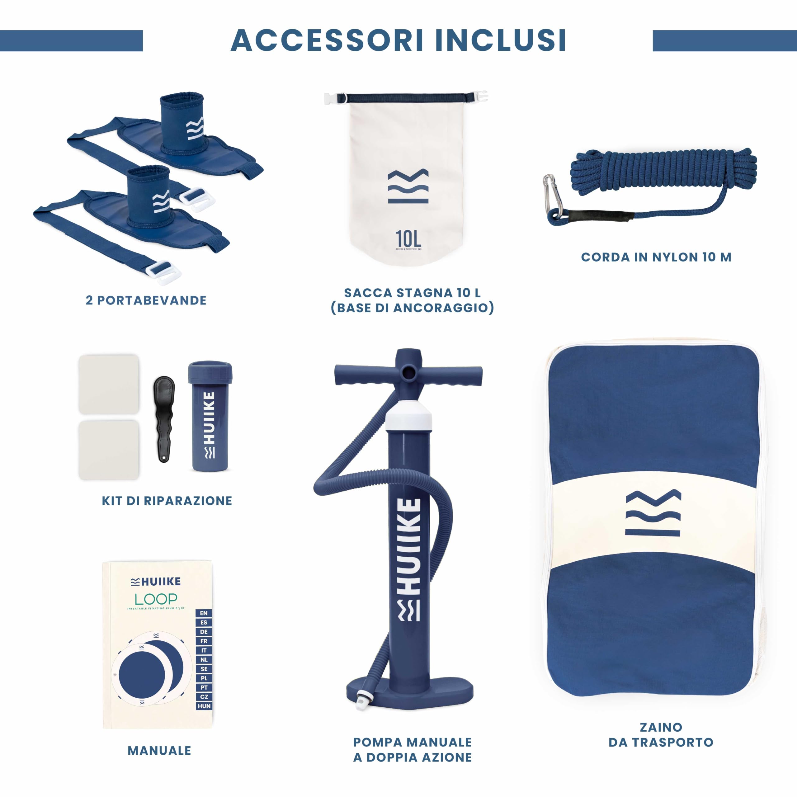 HUIIKE Anello Gonfiabile 4 o 6 Persone e Fino a 280 o 420 kg con Accessori