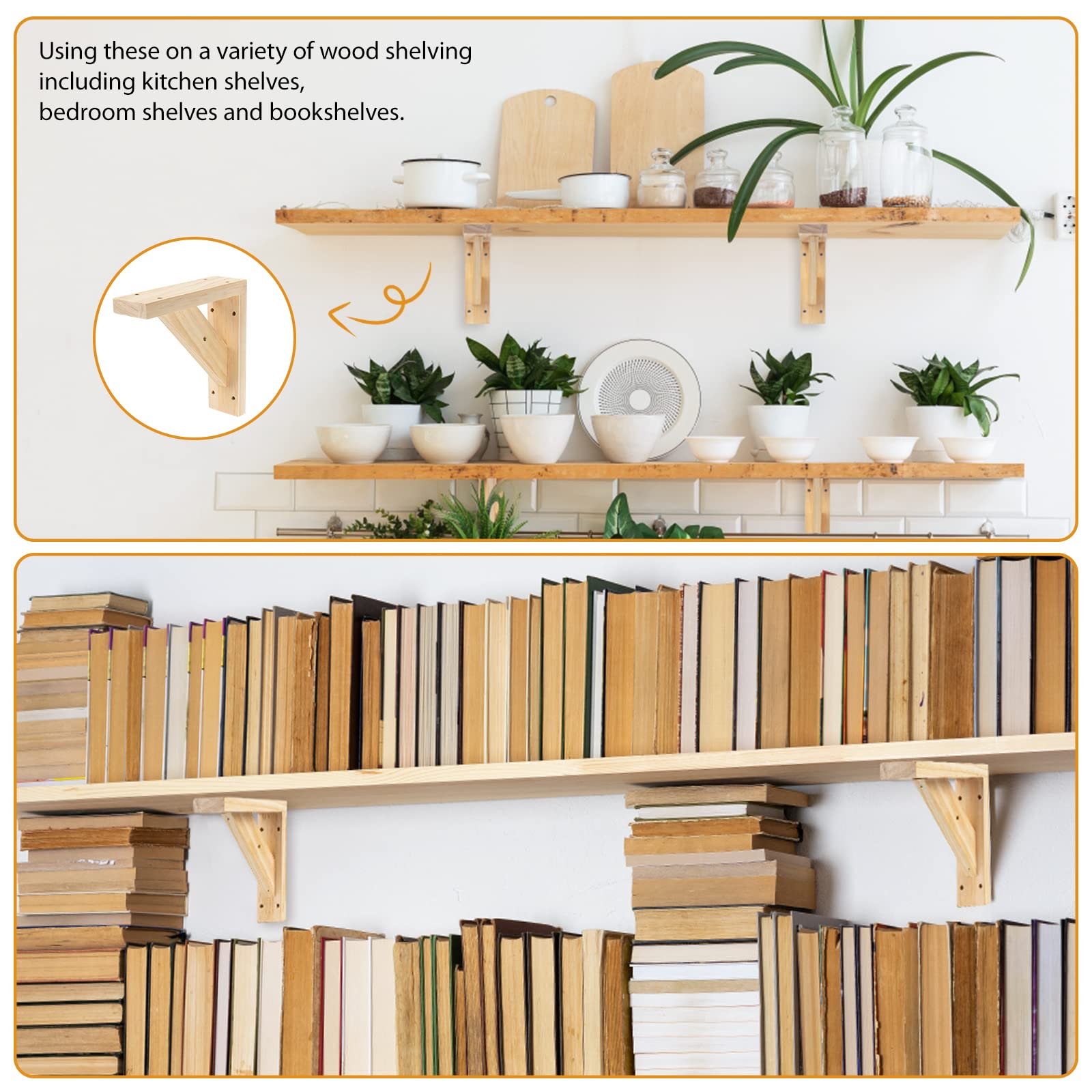 Snapklik.com : Purife 7 Inch Solid Wall Mount Wood Shelf Bracket