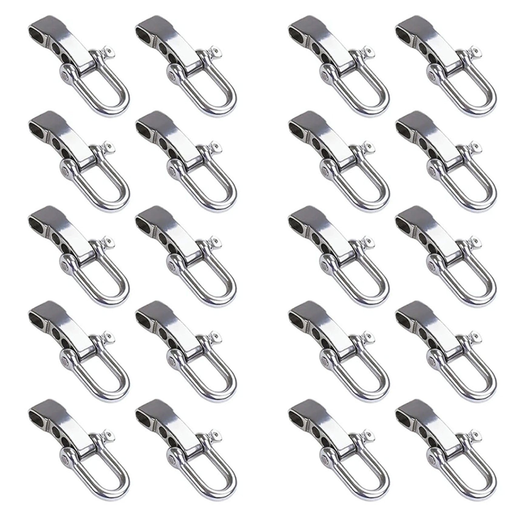 Rieder Silver 20Pcs Paracord Bracelet Shackle Buckle, Bow Anchor Shackle Clasp D Shackle Clip Adjustable For Survival Bracelet
