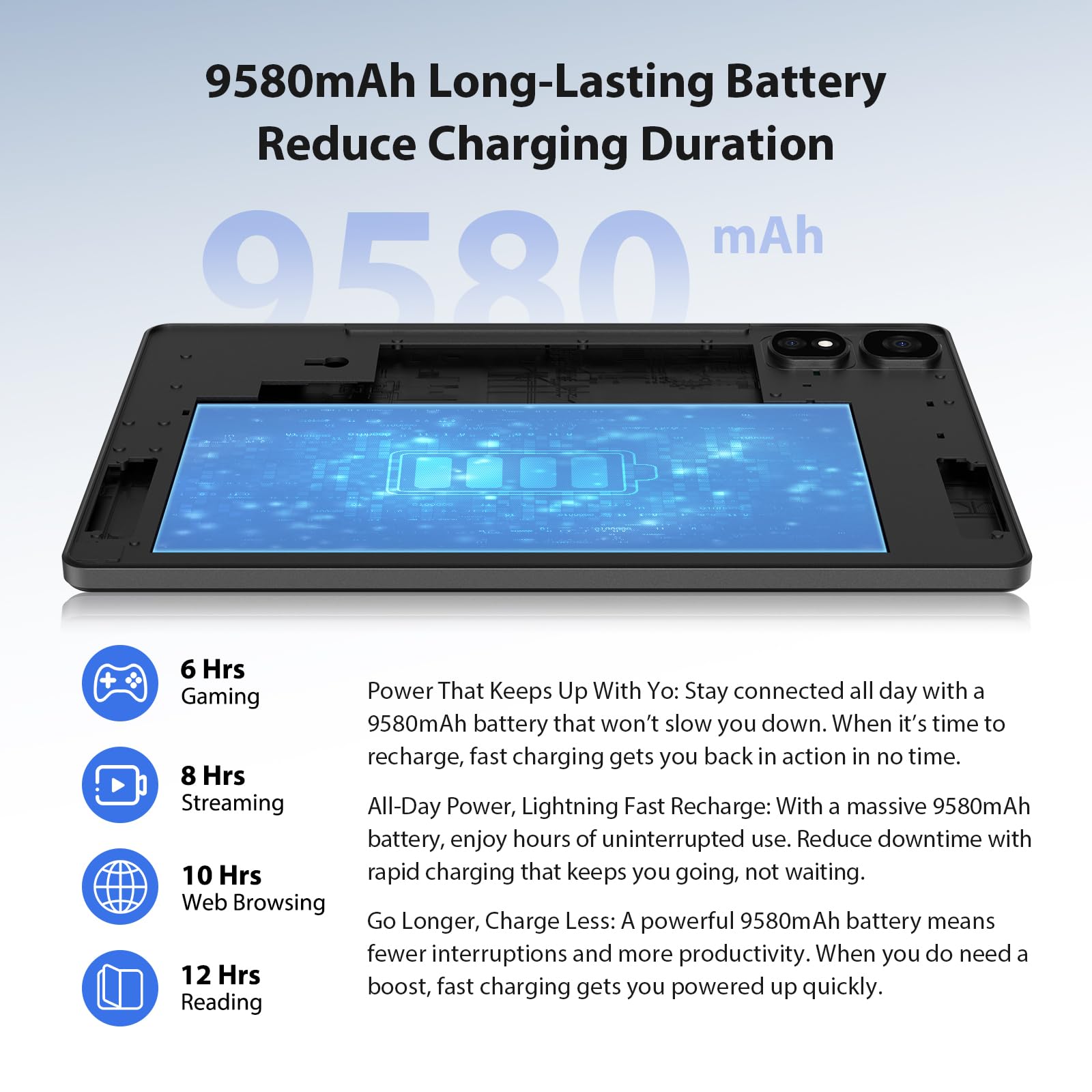 TIGERFU Tablet 11 Pollici, 2K Tablet con Tastiera e Mouse, 36GB RAM + 256GB ROM + TF 2TB, Doppia SIM + 5G/2.4G WiFi, Octa-Core 2.0 GHz, 8MP+13MP, 9580mAh, BT5.0, 2000 x 1200 Pixel (Nero)