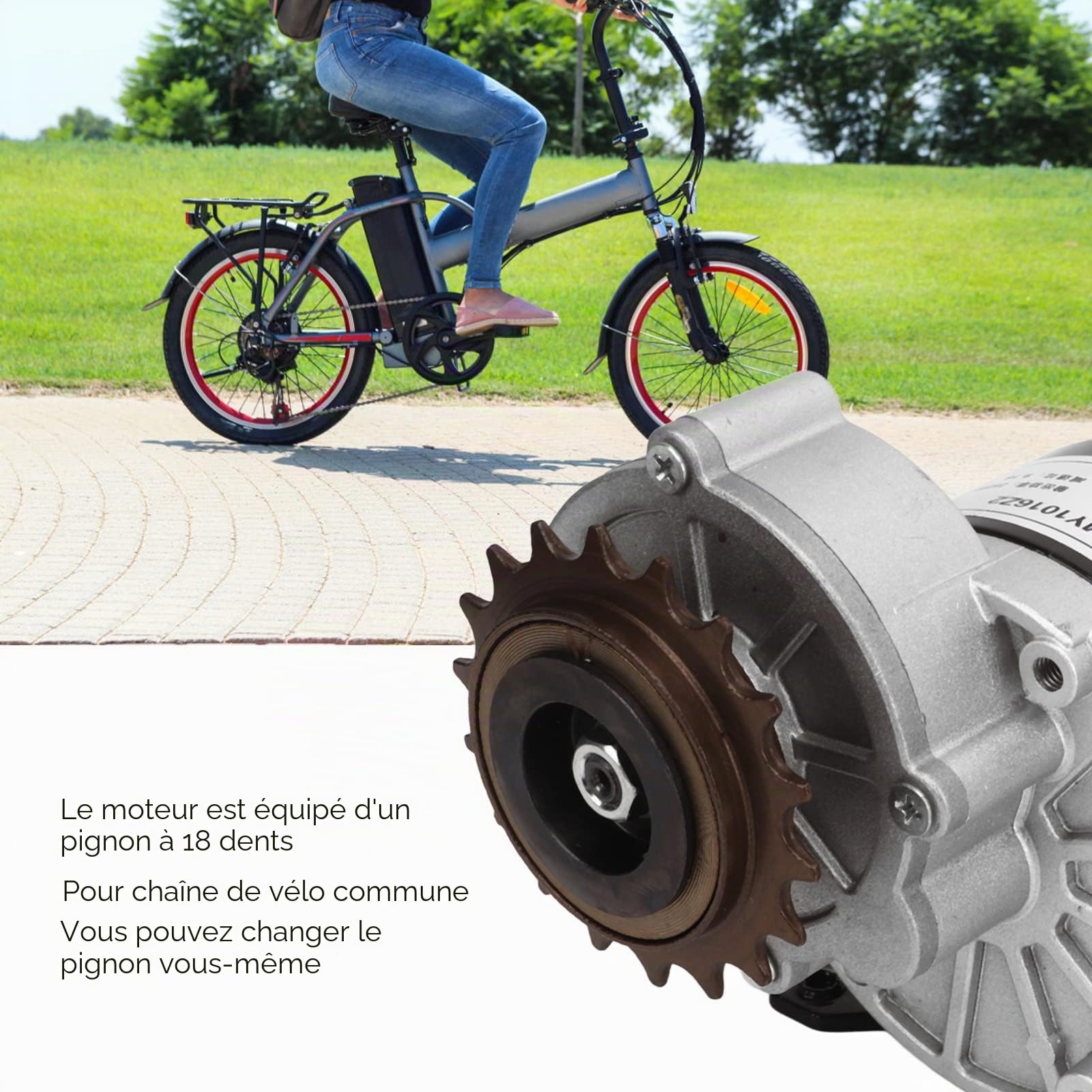 Moteur à Engrenages 24V 250W, 3300 Tr/Min Moteur Électrique de Réduction à Balais Torsion Élevée avec Pignon à 18 Dents pour Vélo Électrique, Moto, Scooter, Quads