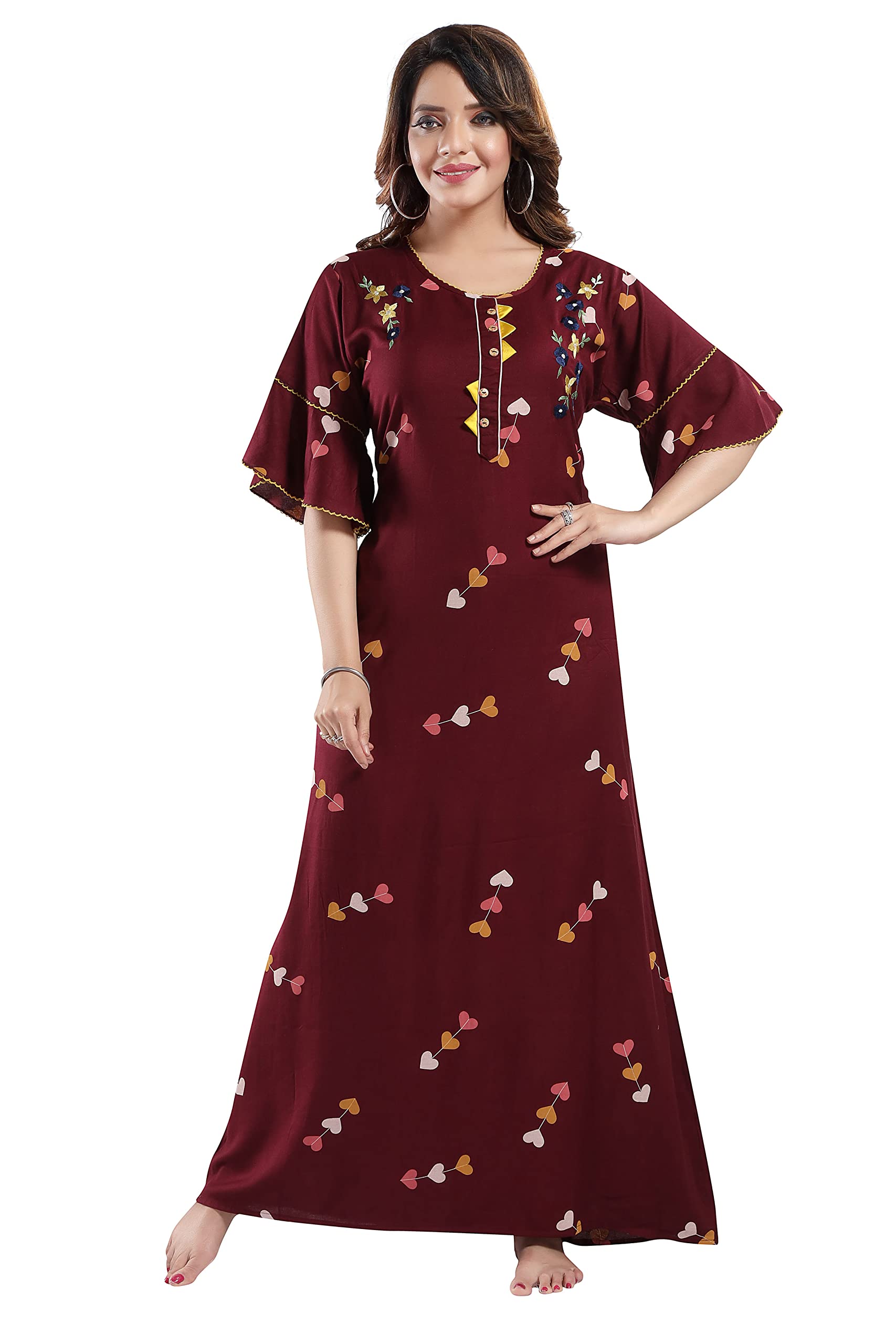 soulemo Women's Blended Printed Maxi Alpine Nighty 1402-picture-18