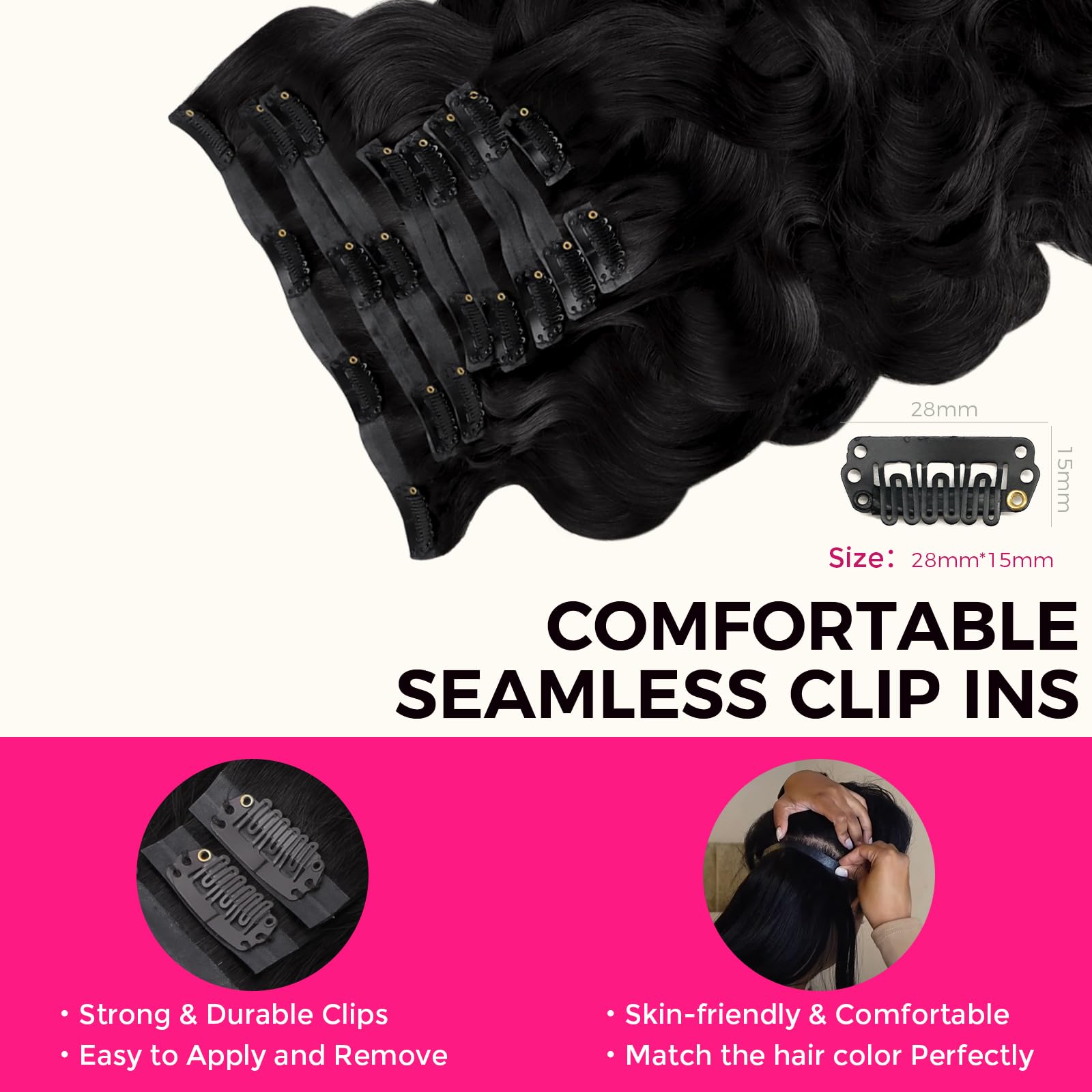 Amazon.com : Lashey Seamless Clip in Hair Extensions Human 