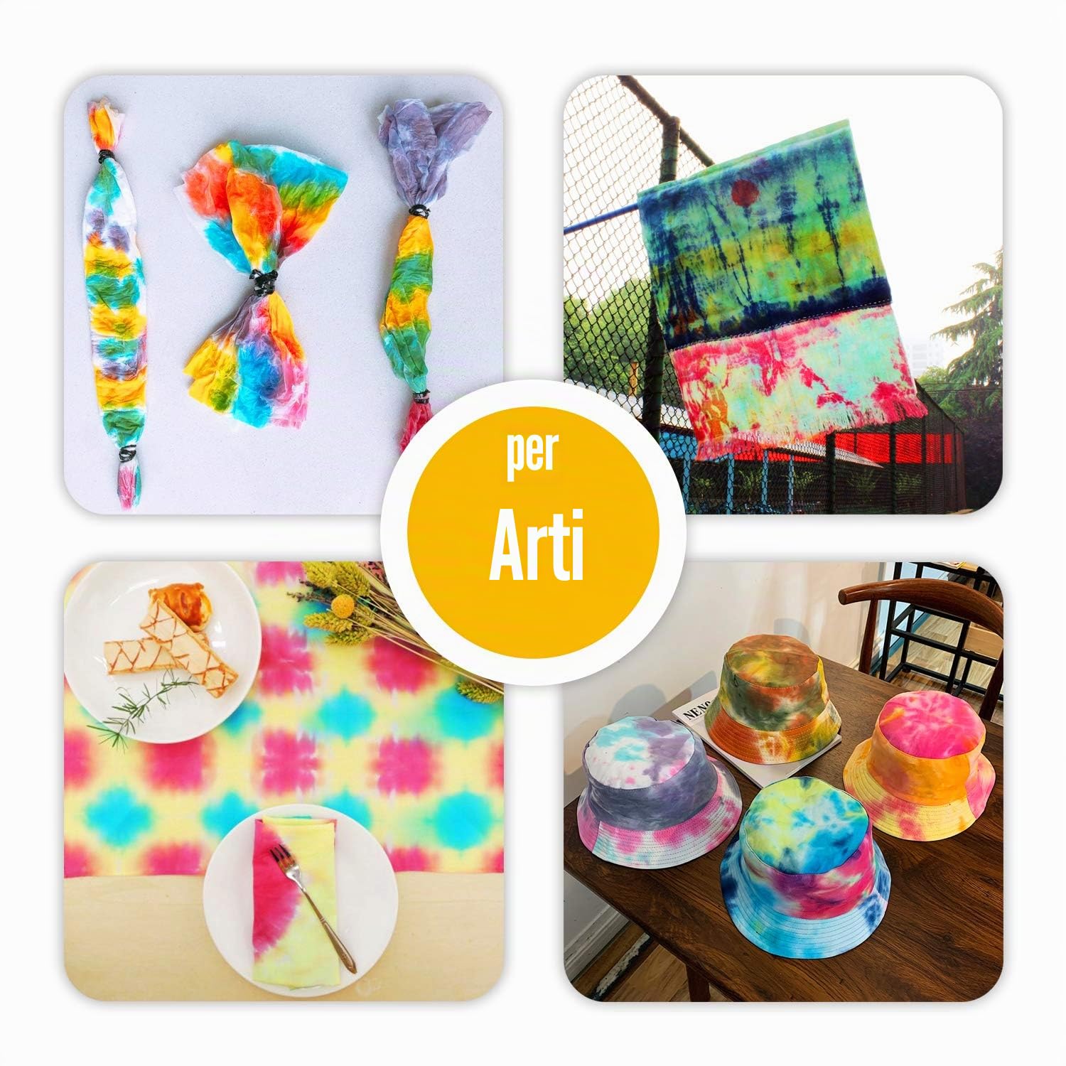 Tie Dye Kit 18 Colori - Tintura Tessuti Permanenti Tinture Cravatta per Bambini e Adulti Pittura di Vestiti DIY - Coloranti Stoffe Vivaci Tie-Dye per Shirts, Camicia, Hoodie, la Moda Fai-da-Te, Feste
