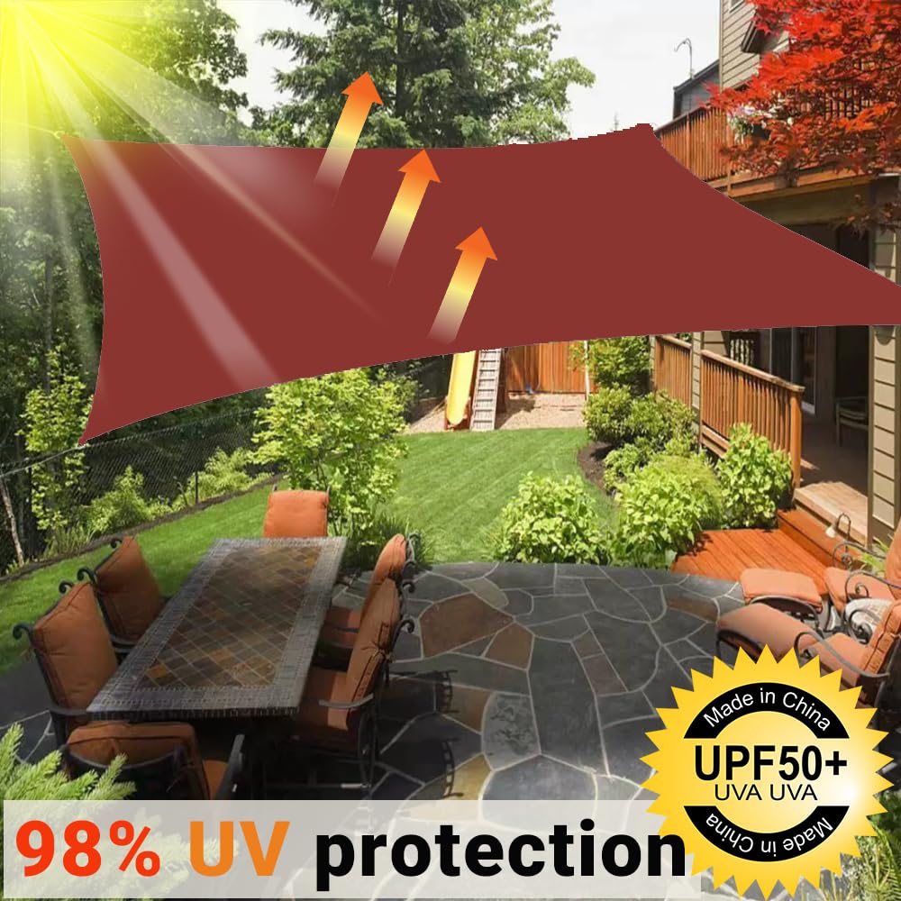 Vela Parasole Impermeabile Dell'ombrellone 4X5M Vela Ombreggiante, Resistente ai Raggi UV 95%, Vela Ombreggiante per Piscina, Giardino, Terrazza, Parco, Piscina，Campeggio Rosso ruggine
