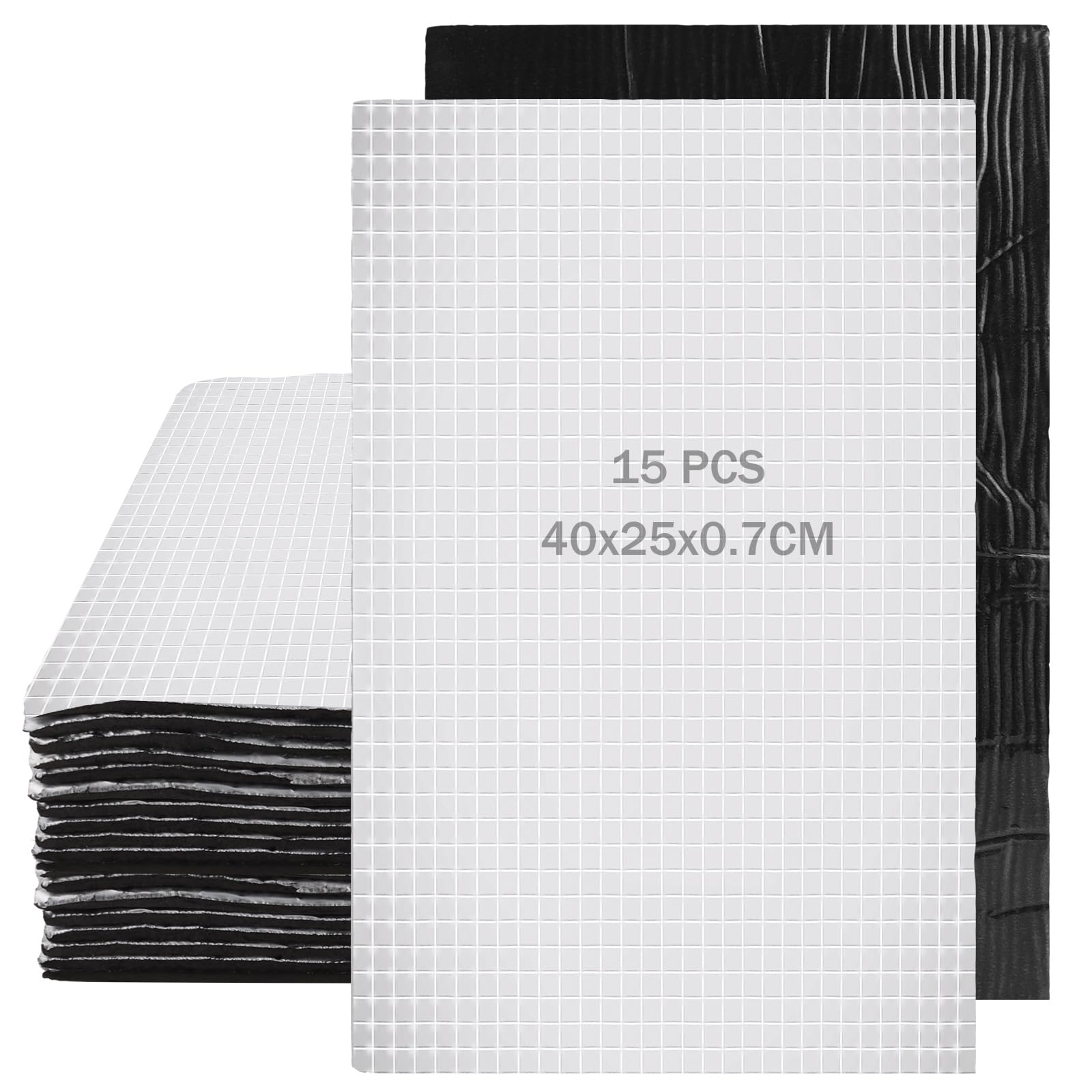 Tapis d'isolation pour voiture DAJAVE en aluminium butyle de 40 x 25 cm en lot de 15 pièces