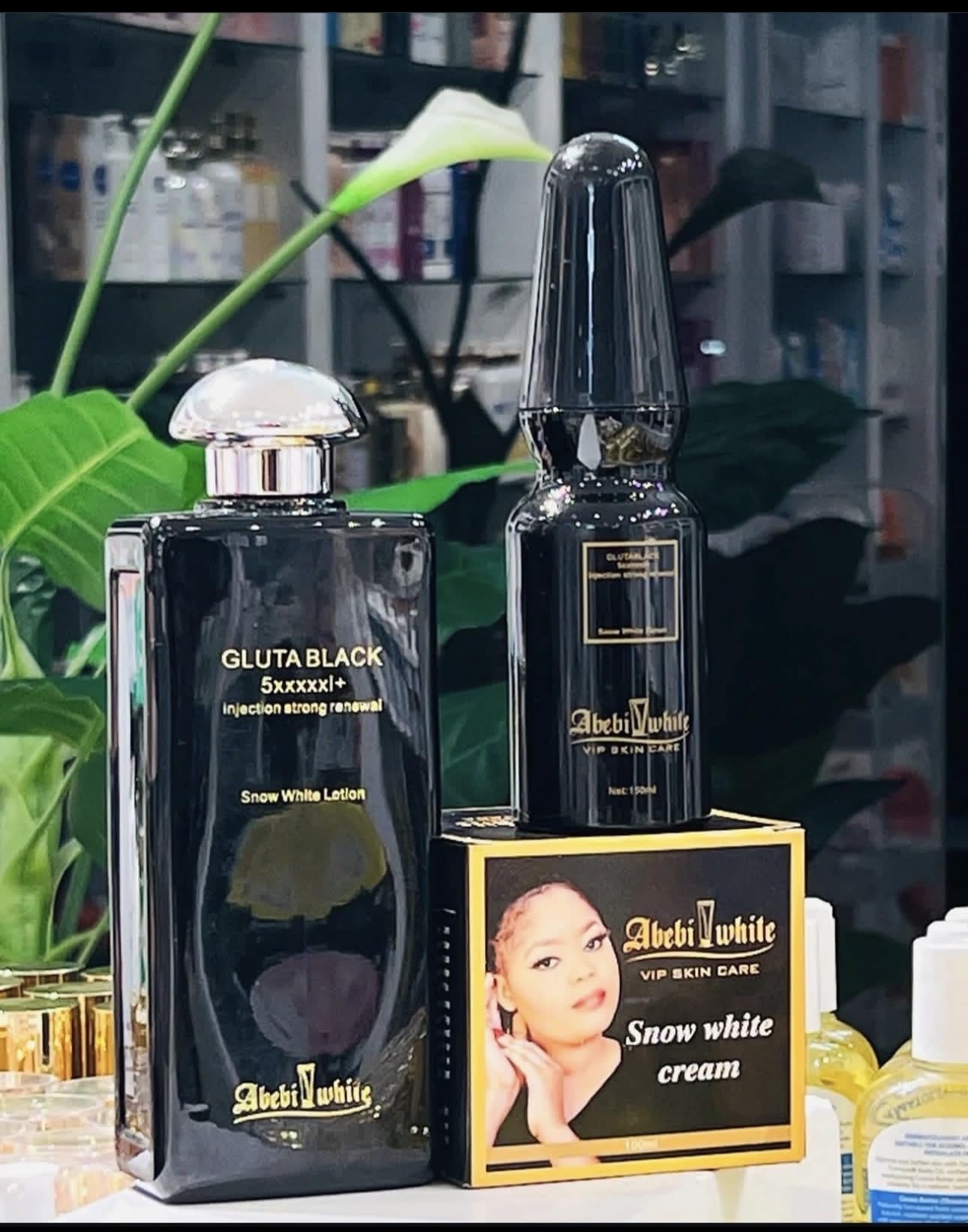 abebi white glutathione injection Gluta Black Strong Renewal Snow White Lotion 500ml + serum 140ml + Face Cream 100g -3pcs set Beauty GLP-1 Injections in Macomb,