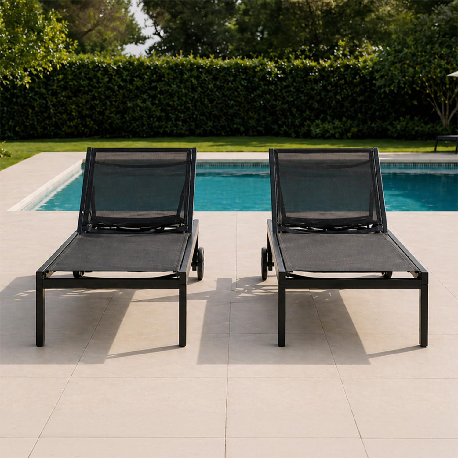 CONCEPT USINE Lot de 2 Bains de Soleil Cuba Noir Aluminium 215 cm