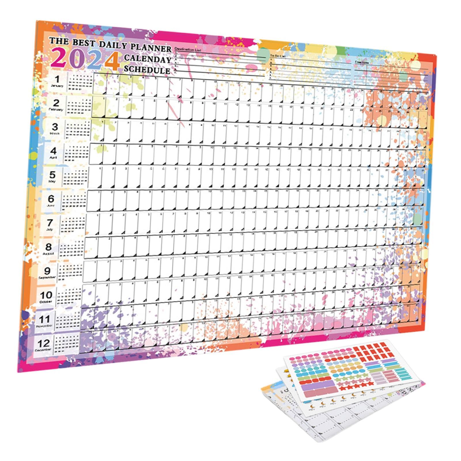 Set di 10 calendari da appendere alla parete 2024, calendario annuale per compiti in aula e la casa, stile B