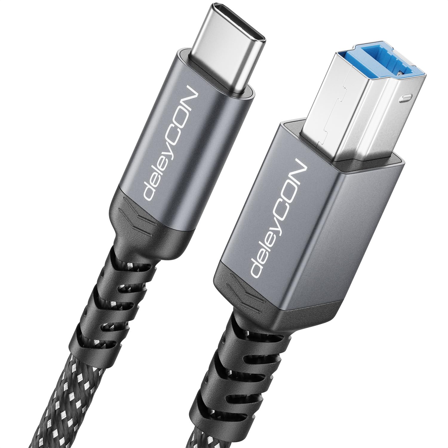 deleyCON 2m USB 3.0 Kabel USB-C auf USB-B Stecker Druckerkabel Datenkabel 5 Gbit/S für Drucker, Scanner, Externe Festplatte, Dockingstation, Monitor, Upstream Cable, Schwarz