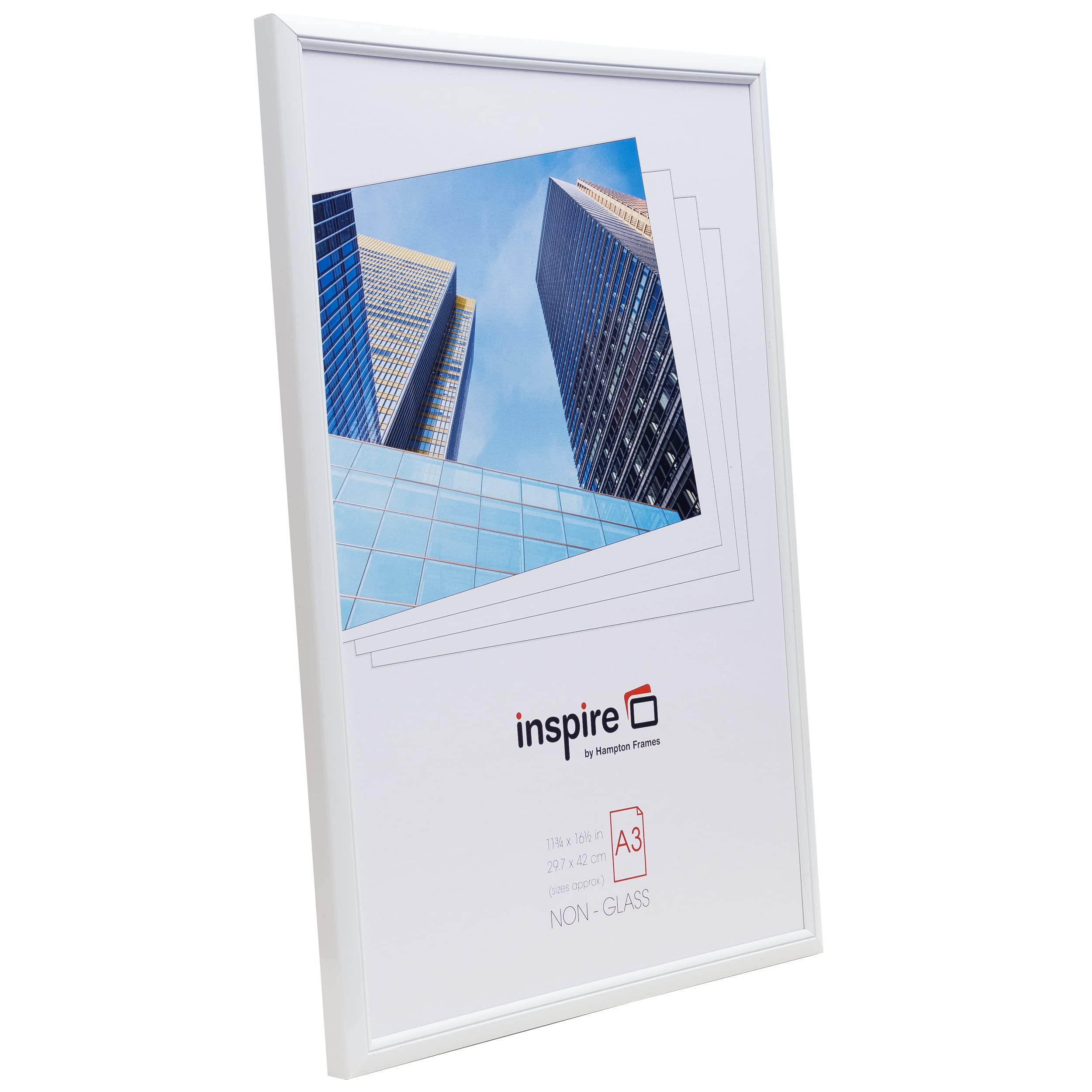 Cornice portafoto A3 30x42 cm bianco plexiglas Hampton Frames inserimento rapido fissaggio verticale orizzontale per foto poster
