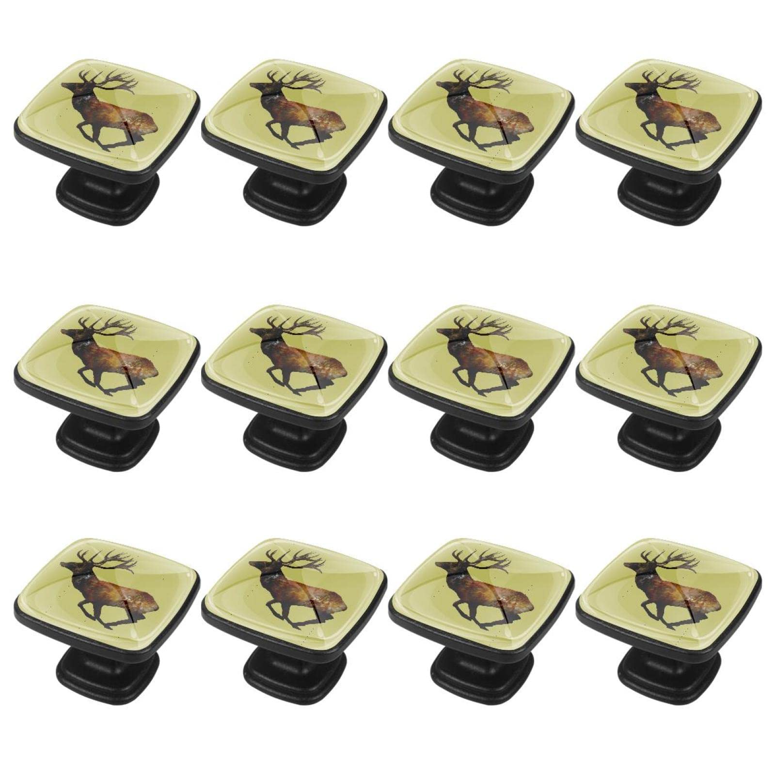 Boutons pour armoires et tiroirs au design soigné de wapiti, quincaillerie de meuble style ferme