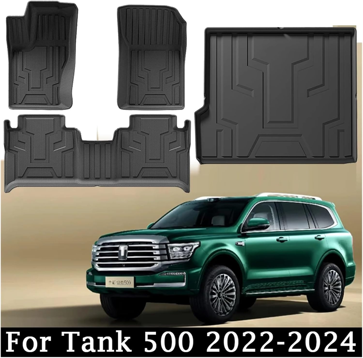 Compatible with Tank 500 2022-2024 Car Floor Mat 3D TPE Waterproof Non-Slip Car Foot Mat Cargo Liner (5 Seats)(Hybrid 7pcs)